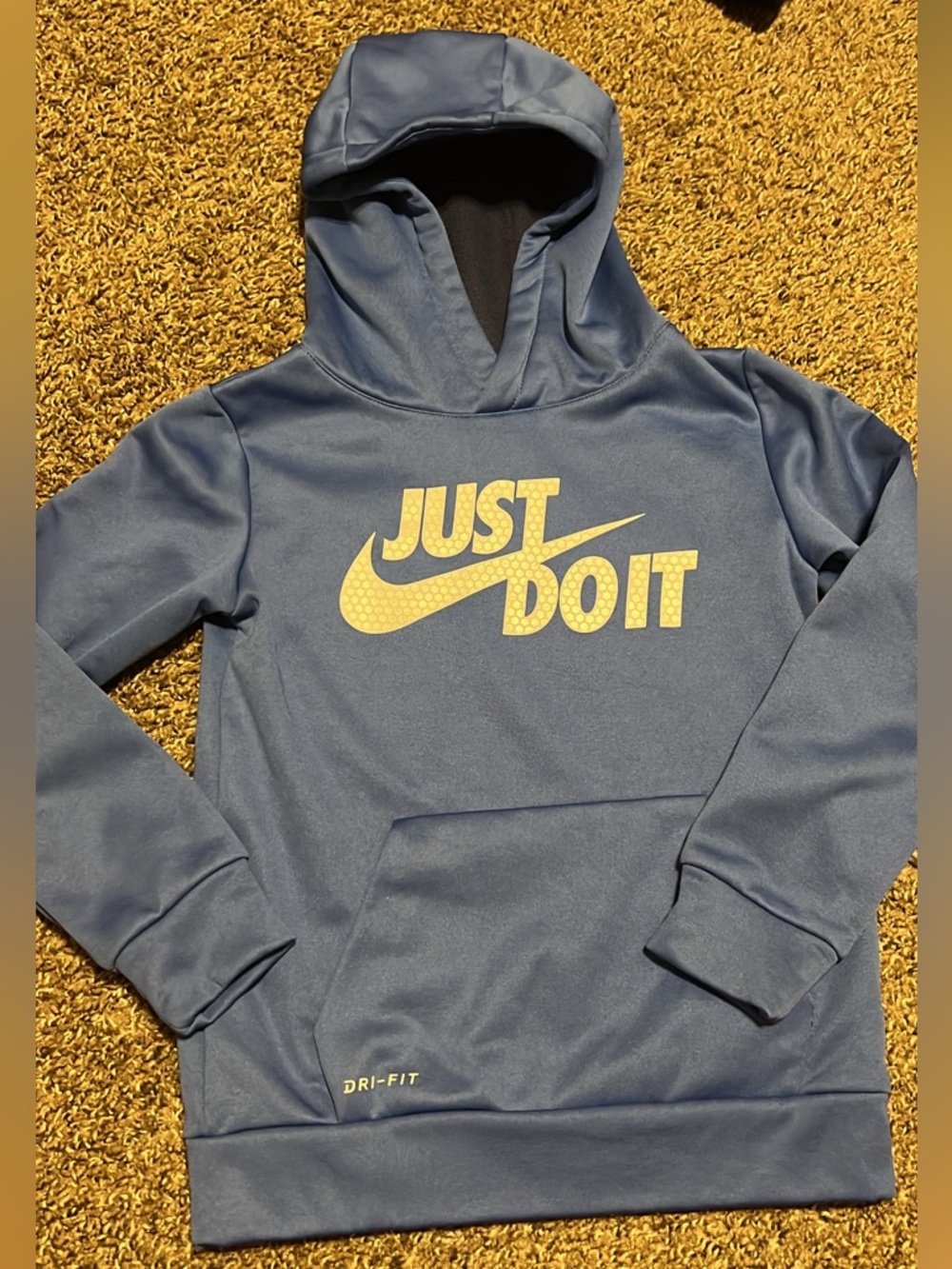 Nike Kids Light Blue Hoodie with White ‘Just Do It' Logo
